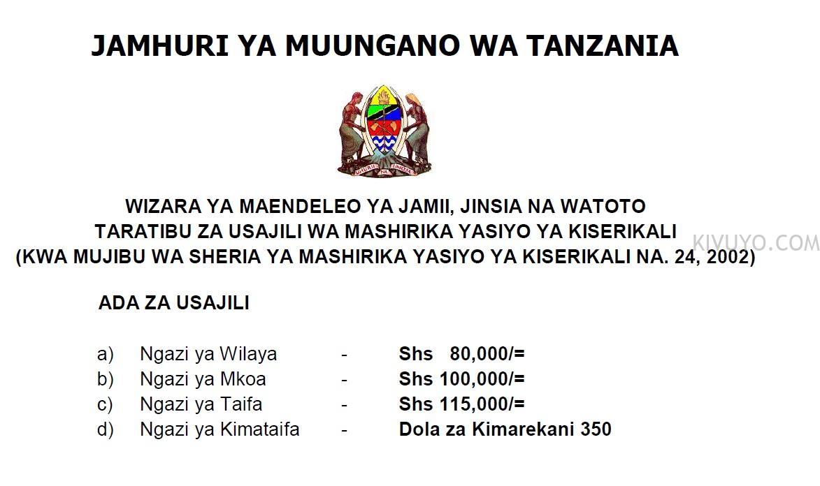 Taratibu za Kusajili NGO/CBO na Gharama Zake